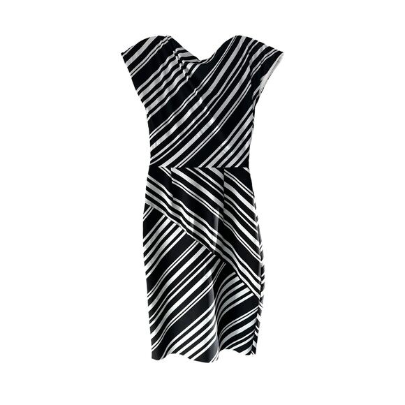 Chiara Boni La Petite Robe Black White V-Neck Slimming Shift Dress Size Medium‎ - Picture 7 of 10